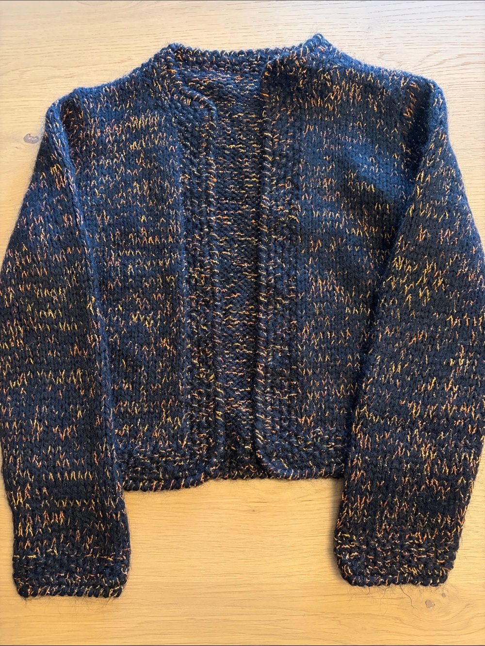 Vintage Black & Gold Handknit Angora Cardigan